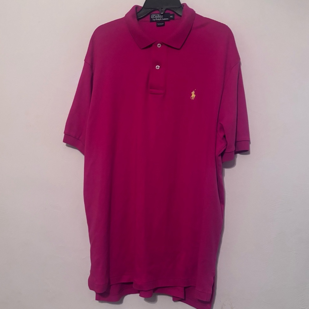 Polo Ralph Lauren Men’s Pink Polo Short Sleeve Shirt With Yellow Horse Size XL